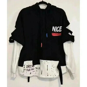 GURUNVANI Thrashed Patchwork Y2K Hoodie Size L‎ Distressed